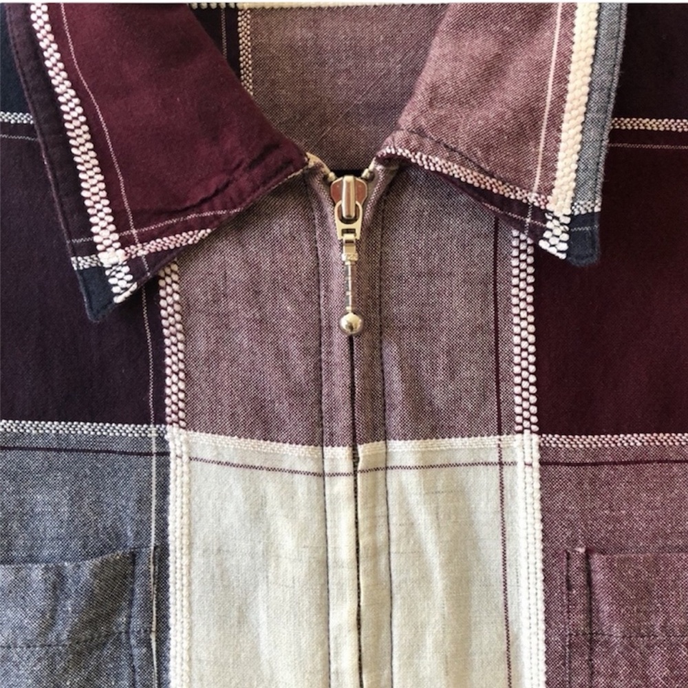 Fiorlini International Plaid Zip-Front Bomber Jacket in Black, White & Plum - Picture 4 of 5